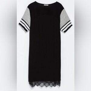 Zara Black and Gray Mixed Media Dress
